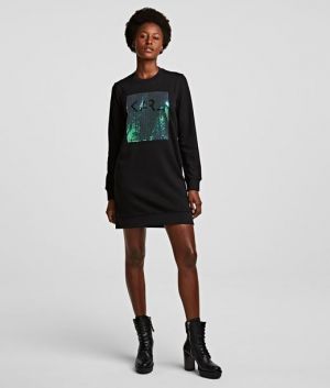 Šaty Karl Lagerfeld Sequins Logo Sweat Dress