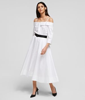 Šaty Karl Lagerfeld Cold Shoulder Shirt Dress galéria