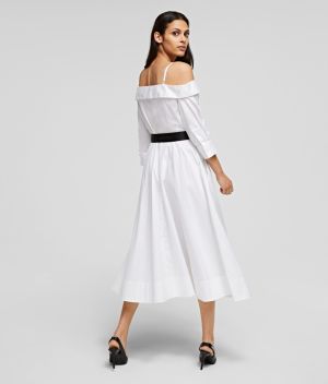 Šaty Karl Lagerfeld Cold Shoulder Shirt Dress galéria