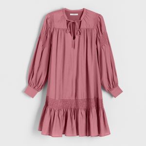 Reserved - šaty s pufovanými rukávmi - Ružová