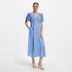 Reserved - Viskózové šaty s potlačou - Modrá