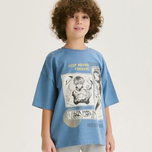 Reserved - Bavlnené tričko s potlačou - Modrá