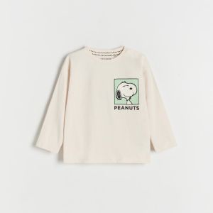 Reserved - Oversize tričko s dlhými rukávmi Snoopy - Krémová