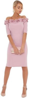 Minimalistické ružové šaty v bardot dizajne