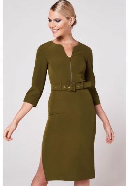 Puzdrové šaty v olivovej farbe