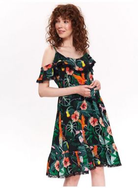 Midi šaty s tropickým motivem