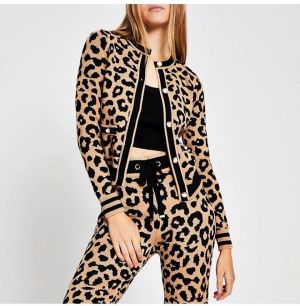 Úpletový cardigan s leopard vzorom