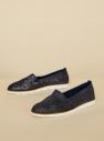 Tmavomodré kožené trblietavé slip on OJJU galéria