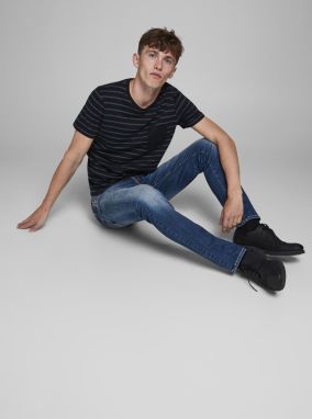 Modré slim fit rifle Jack & Jones Glenn galéria