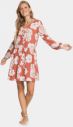 Tehlové kvetované šaty s gombíkmi Roxy galéria