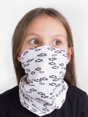 Biela detská vzorovaná šatka 3v1 Fusakle