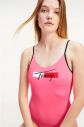 Tommy Hilfiger ružové jednodielne plavky Cheeky One-piece s logom galéria