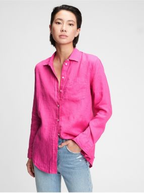 Košeľa linen boyfriend shirt Ružová