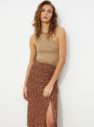 Hnedá vzorovaná sukňa s riasením Trendyol galéria