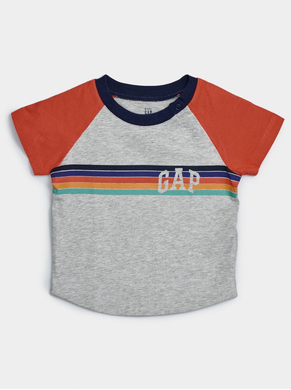 Baby tričko GAP Logo arch raglan tee Šedá