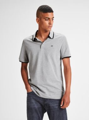 Sivá melírovaná polokošeľa Jack & Jones Paulos