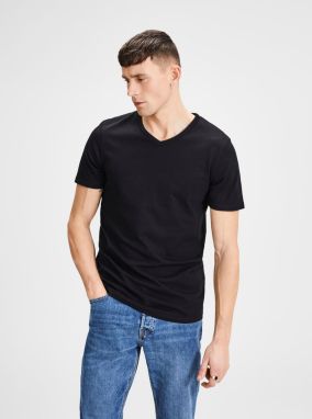 Balenie dvoch čiernych basic tričiek s véčkovým výstrihom Jack & Jones galéria