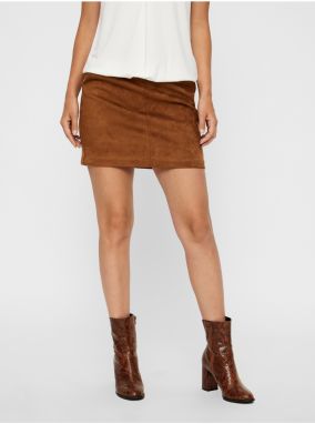 Hnedá sukňa v semišovej úprave VERO MODA Donna Dina