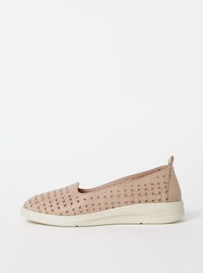 Béžové dámske kožené slip on WILD