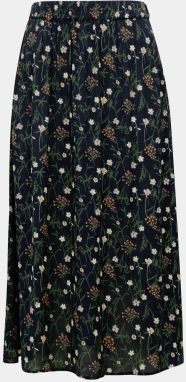 Tmavomodrá kvetovaná midi sukňa Pieces Skylar