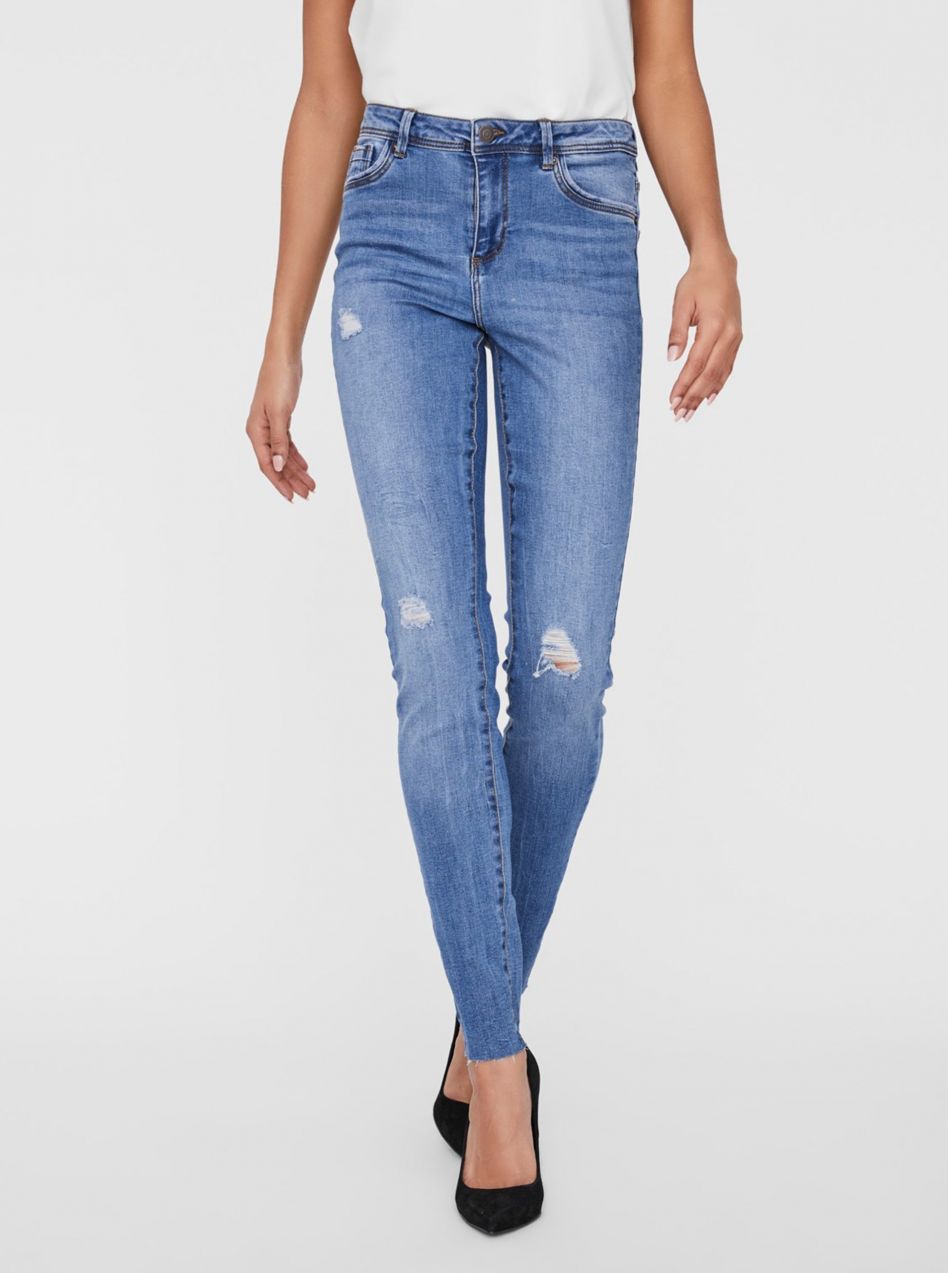 Modré skinny fit rifle VERO MODA Tanya