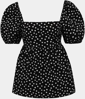 Čierna bodkovaná blúzka Miss Selfridge Poplin