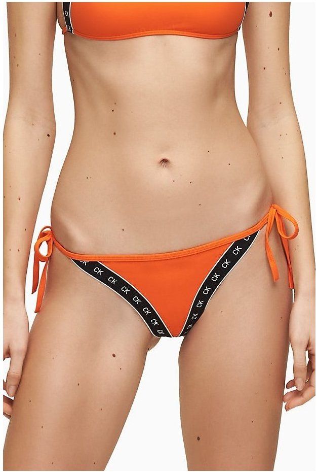 Calvin Klein oranžový spodný diel plaviek Cheeky String Side Tie Vermillion Orange