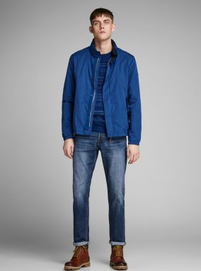 Tmavomodré slim fit rifle Jack & Jones Mike galéria