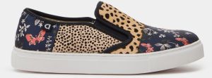 Oranžovo-modré dámske vzorované kožené slip on Desigual Animal Patch