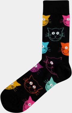 Čierne vzorované ponožky Happy Socks Cat