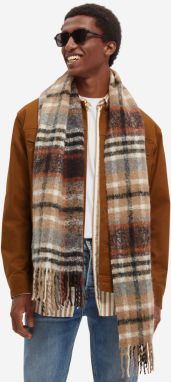 Béžovo-hnedý pánsky kockovaný šál Scotch & Soda