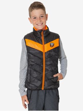 Oranžovo-čierna chlapčenská prešívaná vesta SAM 73 Albert