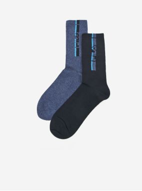 Sada dvoch párov pánskych vzorovaných ponožiek v modrej farbe FILA galéria