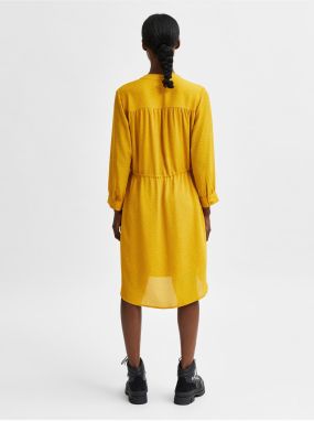 Žlté dámske bodkované šaty so zaväzovaním Selected Femme Damina galéria