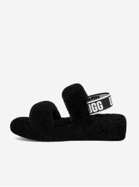 Čierne dámske kožené sandále s kožúškom UGG Oh Yeah galéria