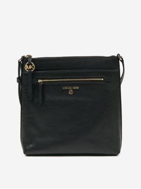 Čierna kožená crossbody kabelka Michael Kors Jet Set Charm