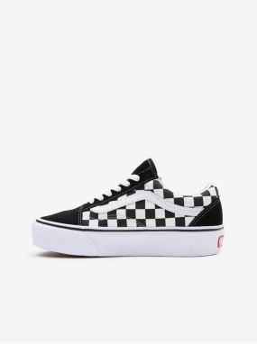 Čierno-biele dámske vzorované kožené tenisky VANS UA Old Skool Platform