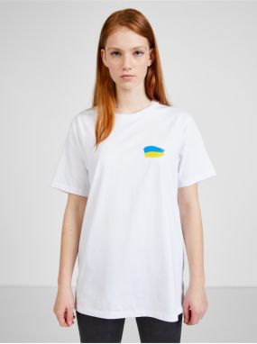 Biele dámske oversize tričko Netřeba slov z kolekcie DOBRO. pre Ukrajinu