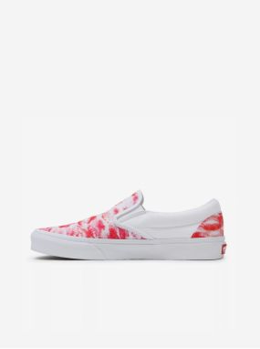 Červeno-biele dámske vzorované slip on tenisky VANS UA Classic Slip On