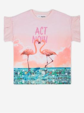 Ružovo-biele dievčenské tričko Desigual Velez