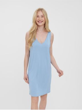 Svetle modré basic šaty s véčkovým výstrihom VERO MODA Filli