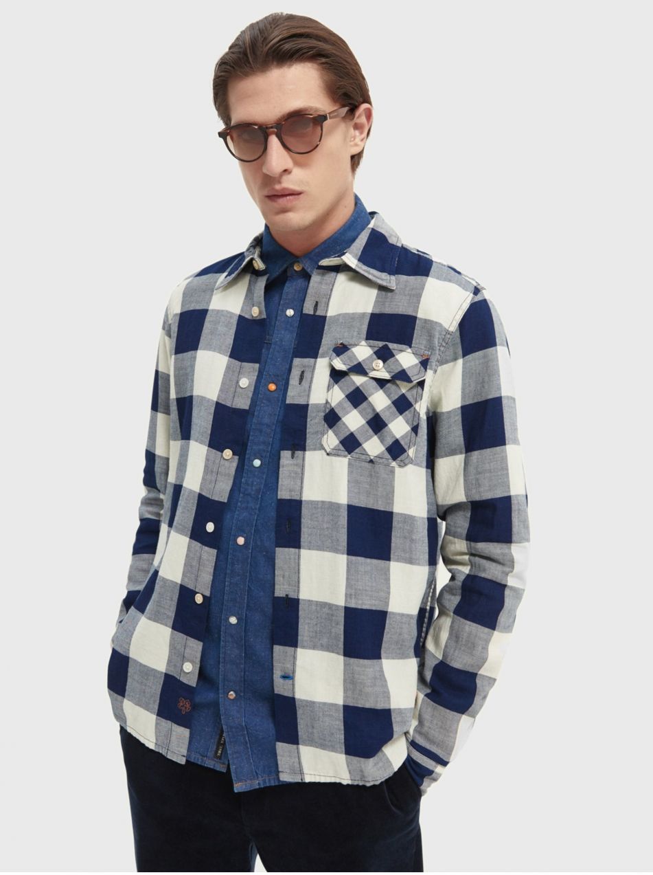 Tmavomodrá pánska kockovaná košeľa Scotch & Soda