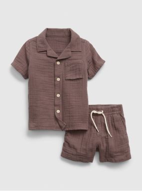 Hnedý detský outfit bavlnený set GAP
