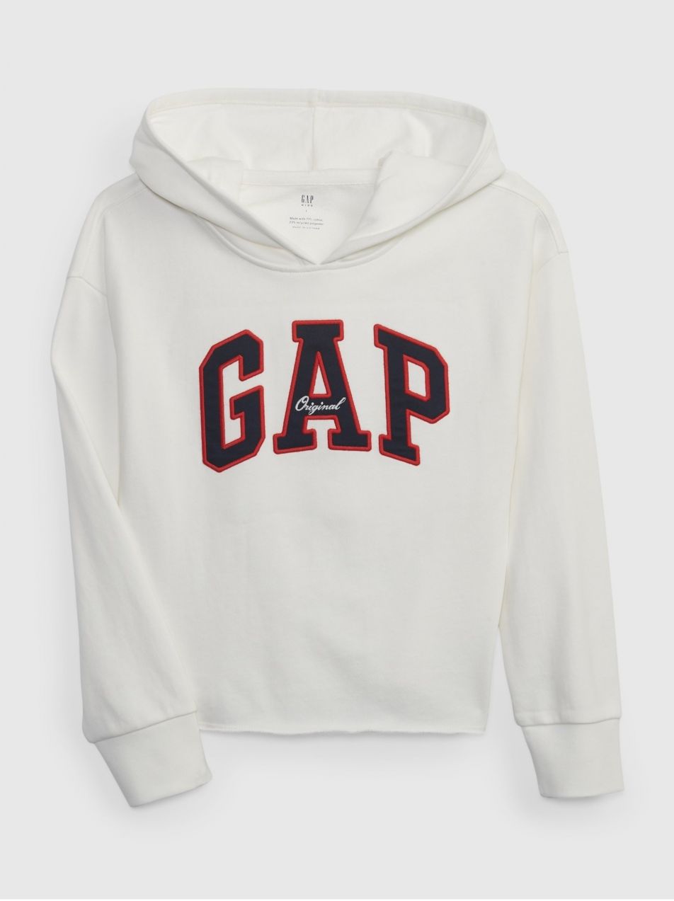 Biela dievčenská mikina logo s kapucňou GAP