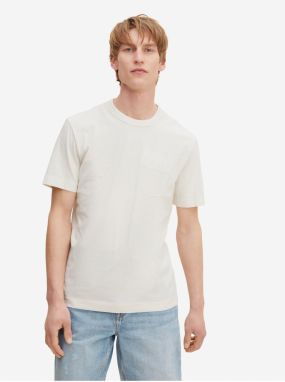 Krémové pánske basic tričko s vrecúškom Tom Tailor