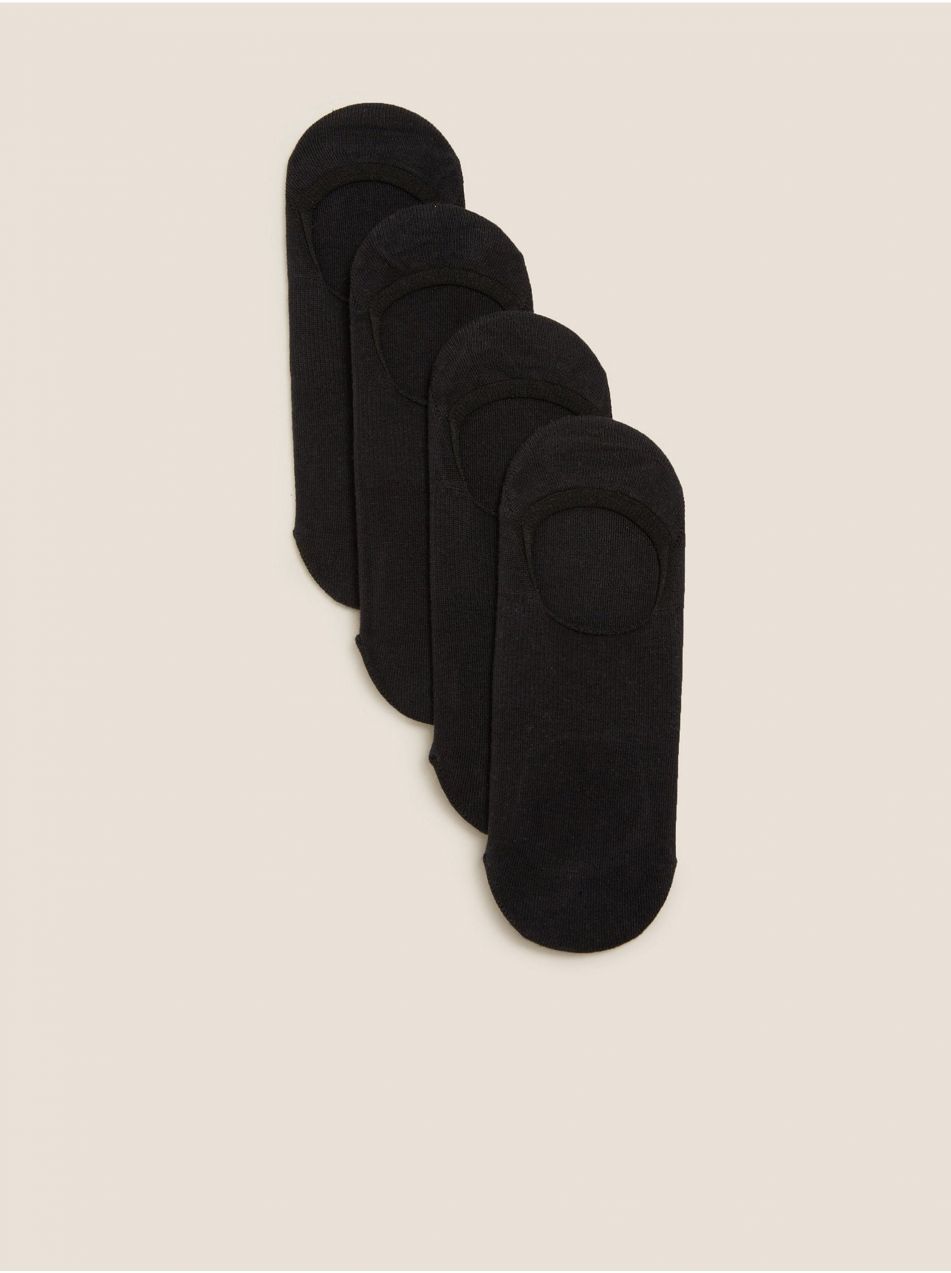 Bavlnené nízke ponožky Trainer liner, sada 4 párov Marks & Spencer čierna