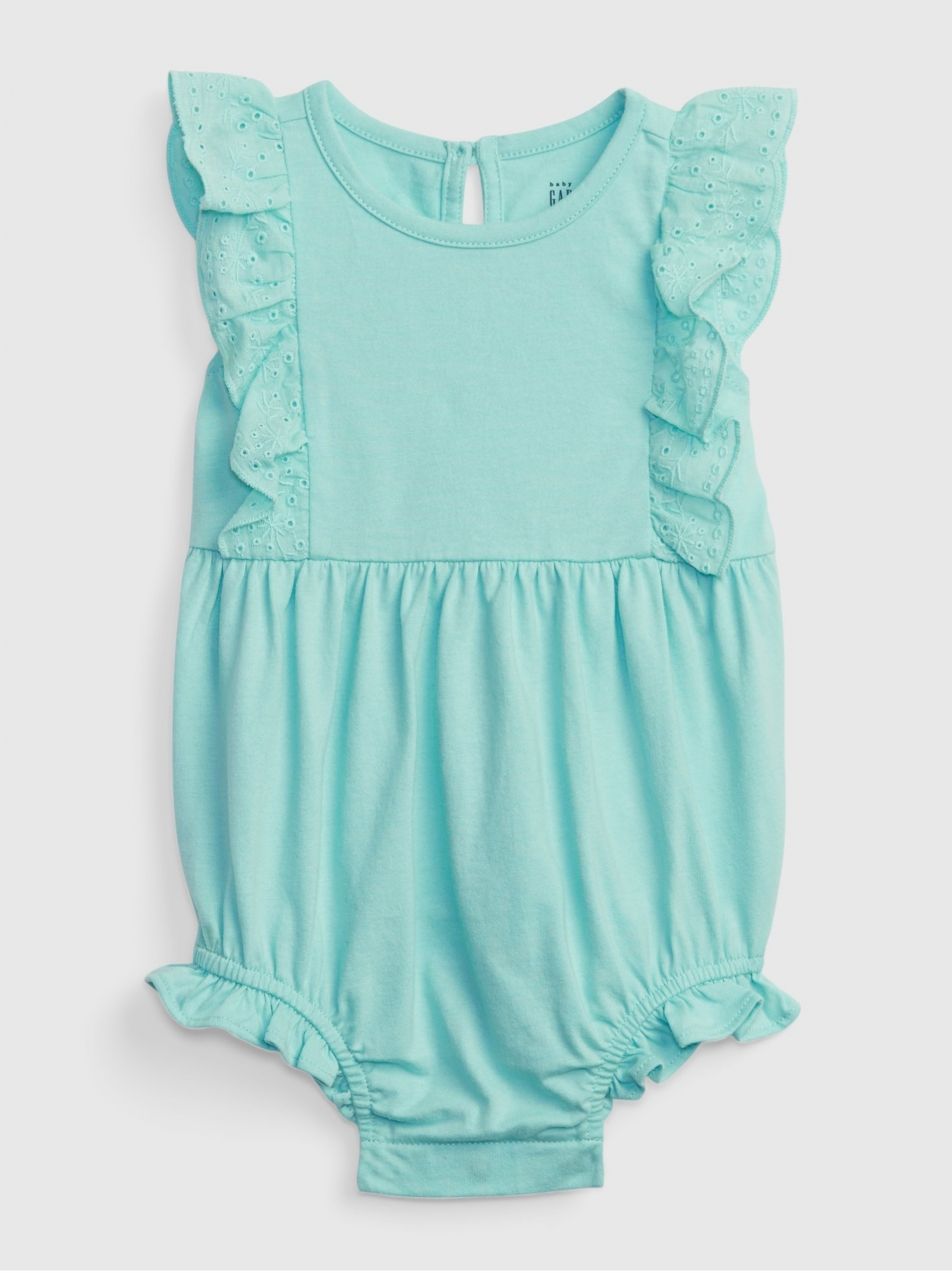 Zelené baby bavlnené body s volánmi GAP
