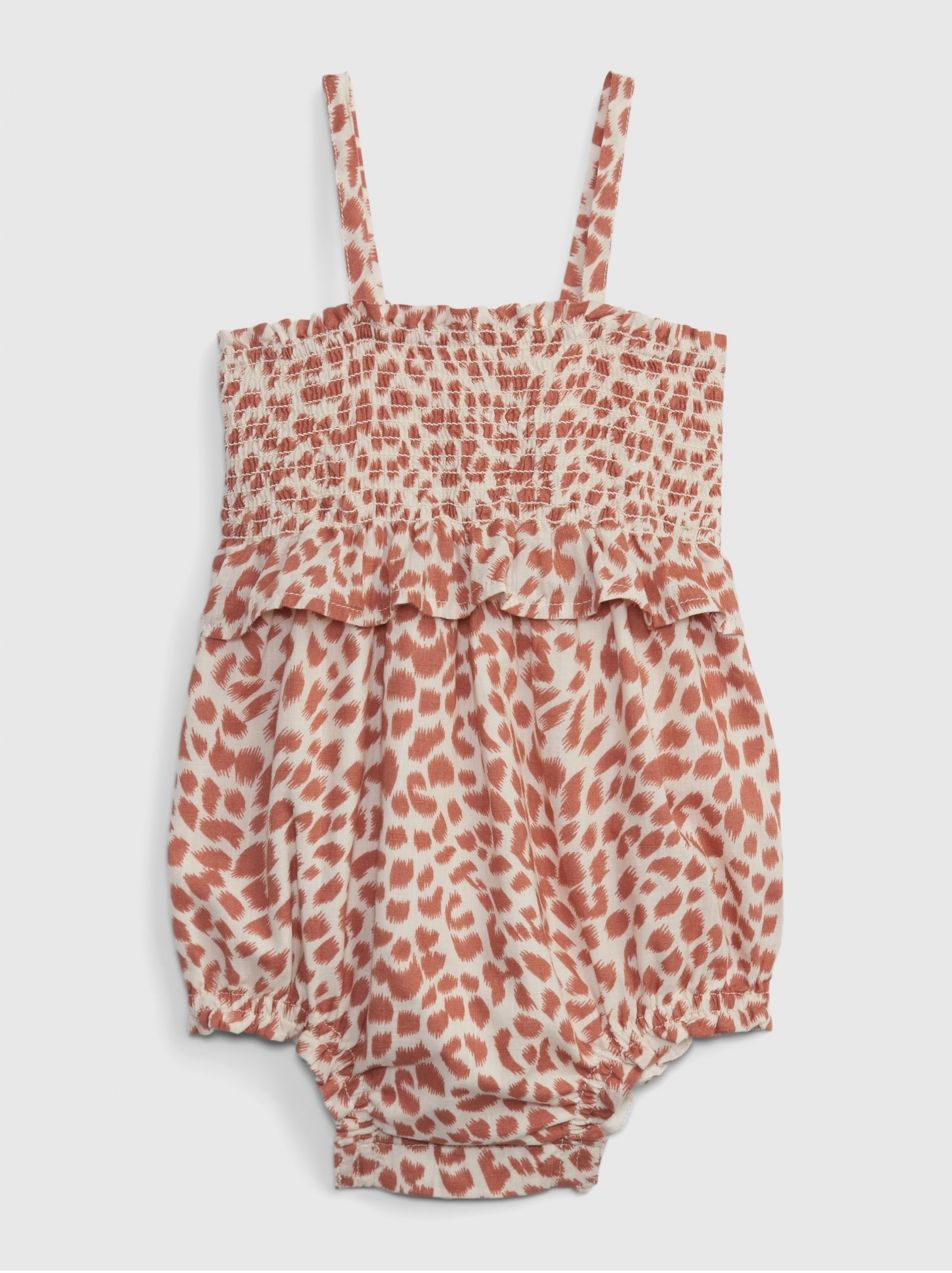 Béžový baby overal na ramienka leopard GAP