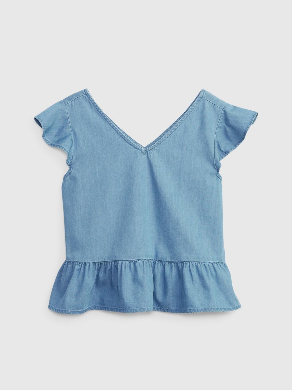 Modrý dievčenský bavlnený top peplum GAP