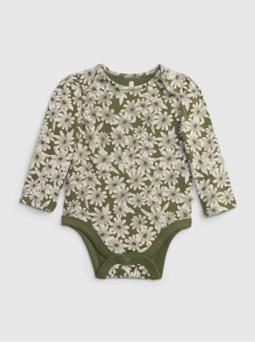 Zelené baby body organic s kvetmi GAP